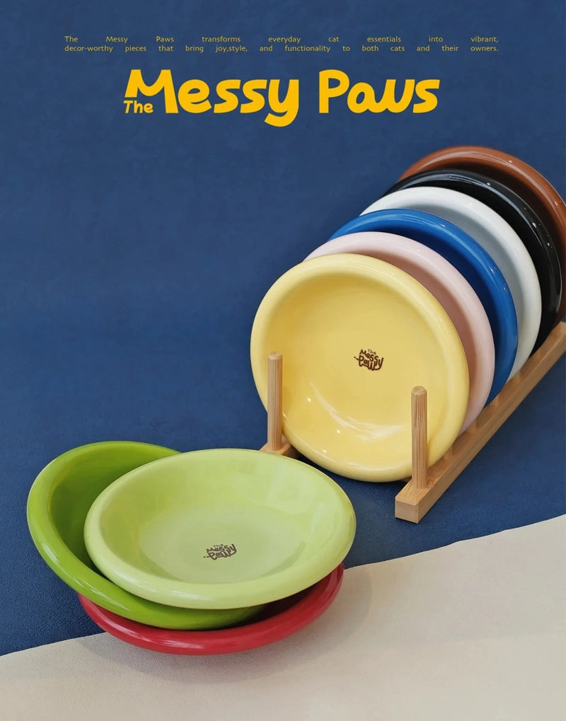 HALO HANDMADE SHALLOW CERAMIC PET BOWL