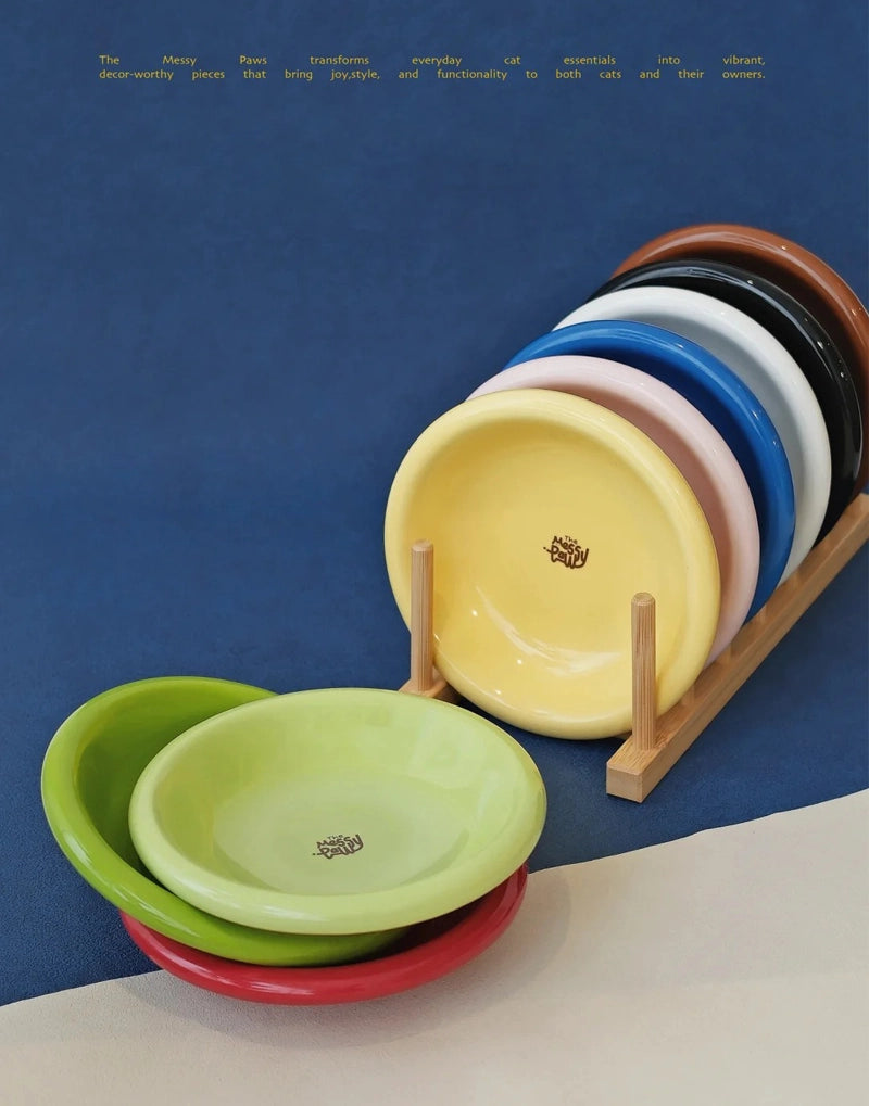 HALO HANDMADE SHALLOW CERAMIC PET BOWL