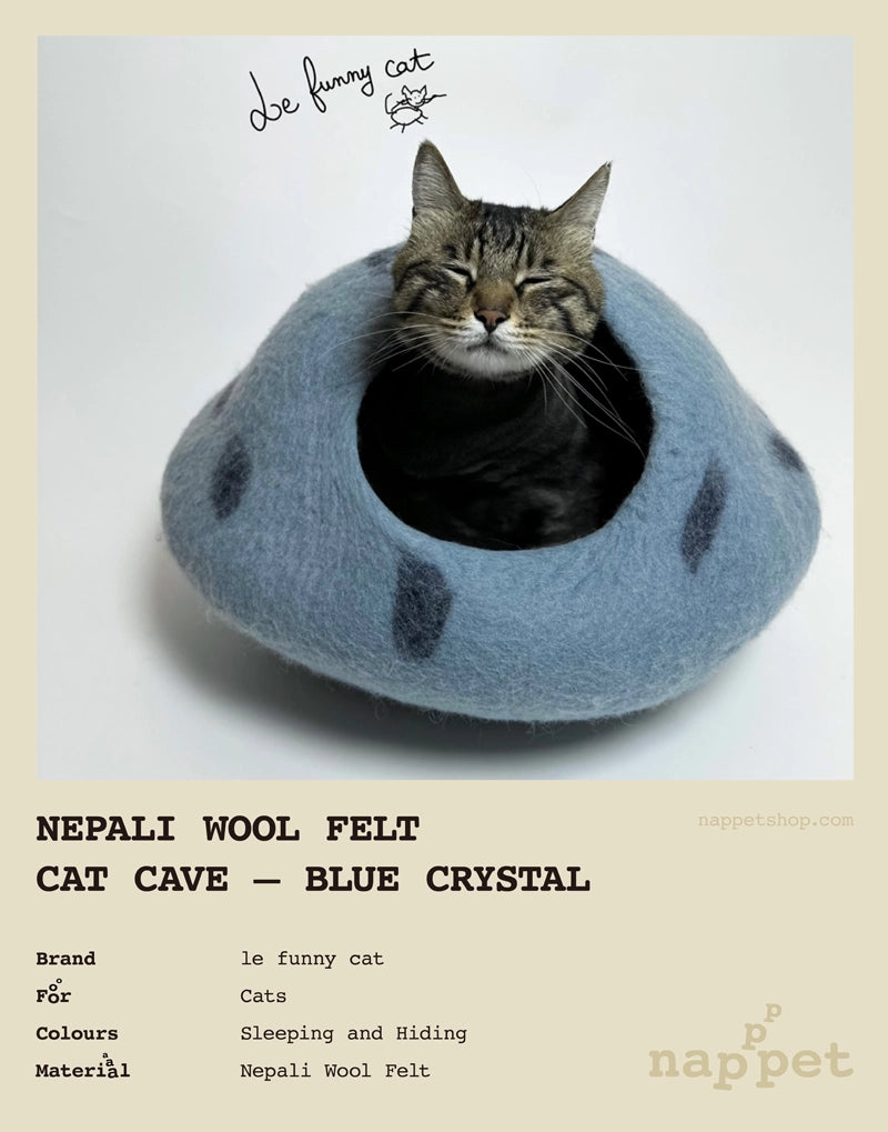 NEPALI WOOL FELT CAT CAVE – MYSTERIOUS BLUE CRYSTAL