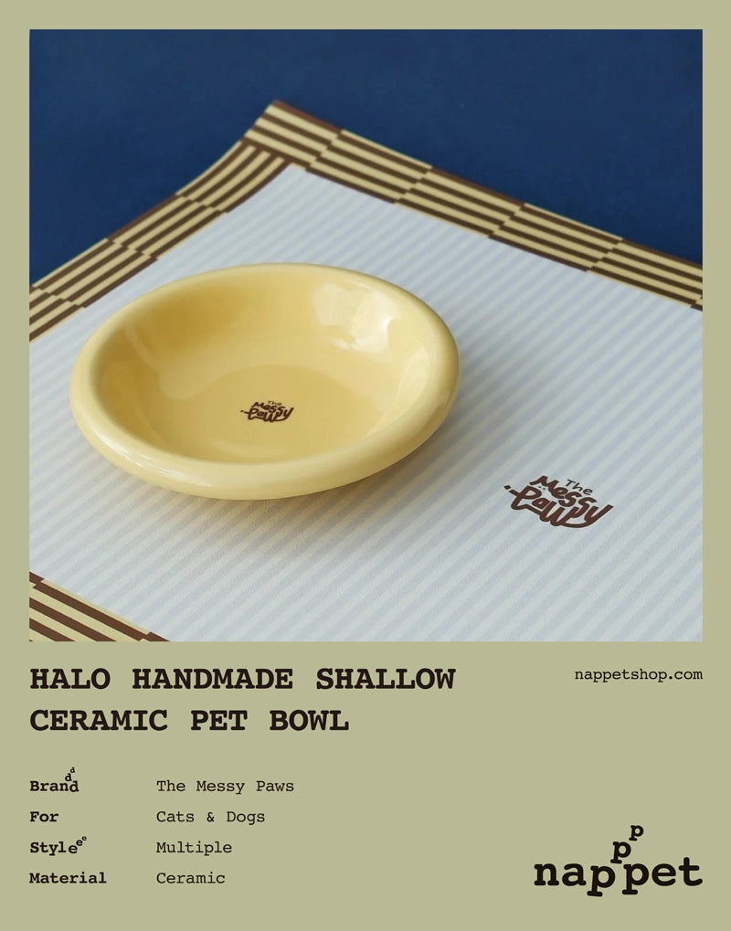 HALO HANDMADE SHALLOW CERAMIC PET BOWL