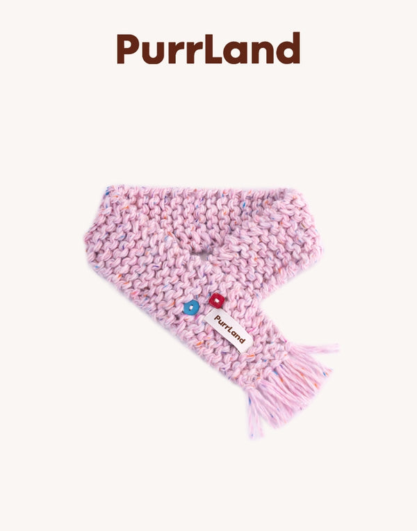 ColorKnit Speckled Pet Scarf – Handcrafted Warm Gift for Cats & Dogs