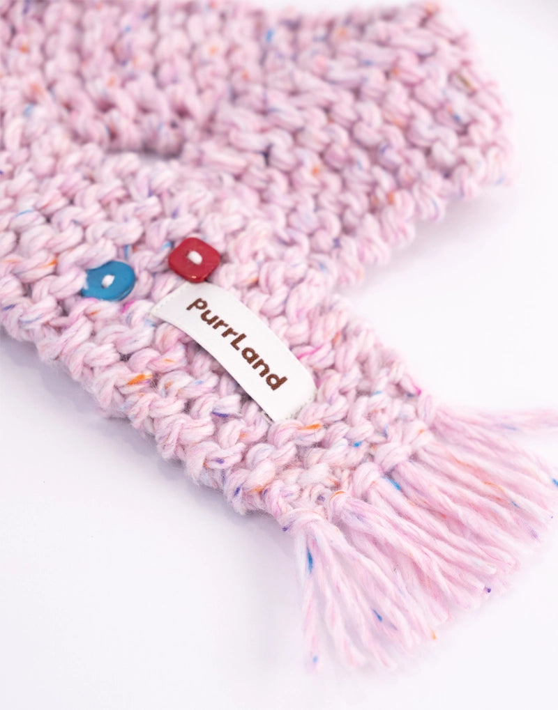 ColorKnit Speckled Pet Scarf – Handcrafted Warm Gift for Cats & Dogs