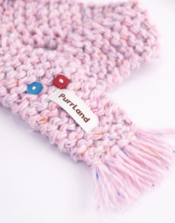 ColorKnit Speckled Pet Scarf – Handcrafted Warm Gift for Cats & Dogs