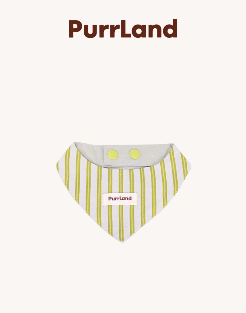 TweedStrip Pet Bandana Bib – Adjustable Green/White Scarf with Snap Buttons