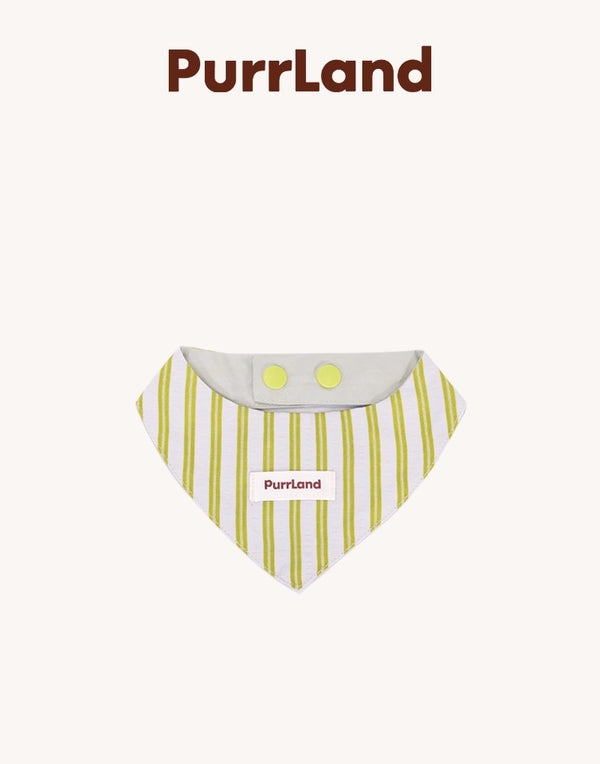 TweedStrip Pet Bandana Bib – Adjustable Green/White Scarf with Snap Buttons