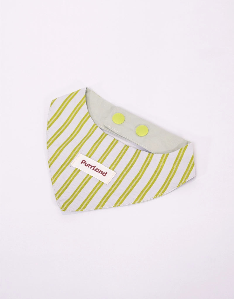 TweedStrip Pet Bandana Bib – Adjustable Green/White Scarf with Snap Buttons