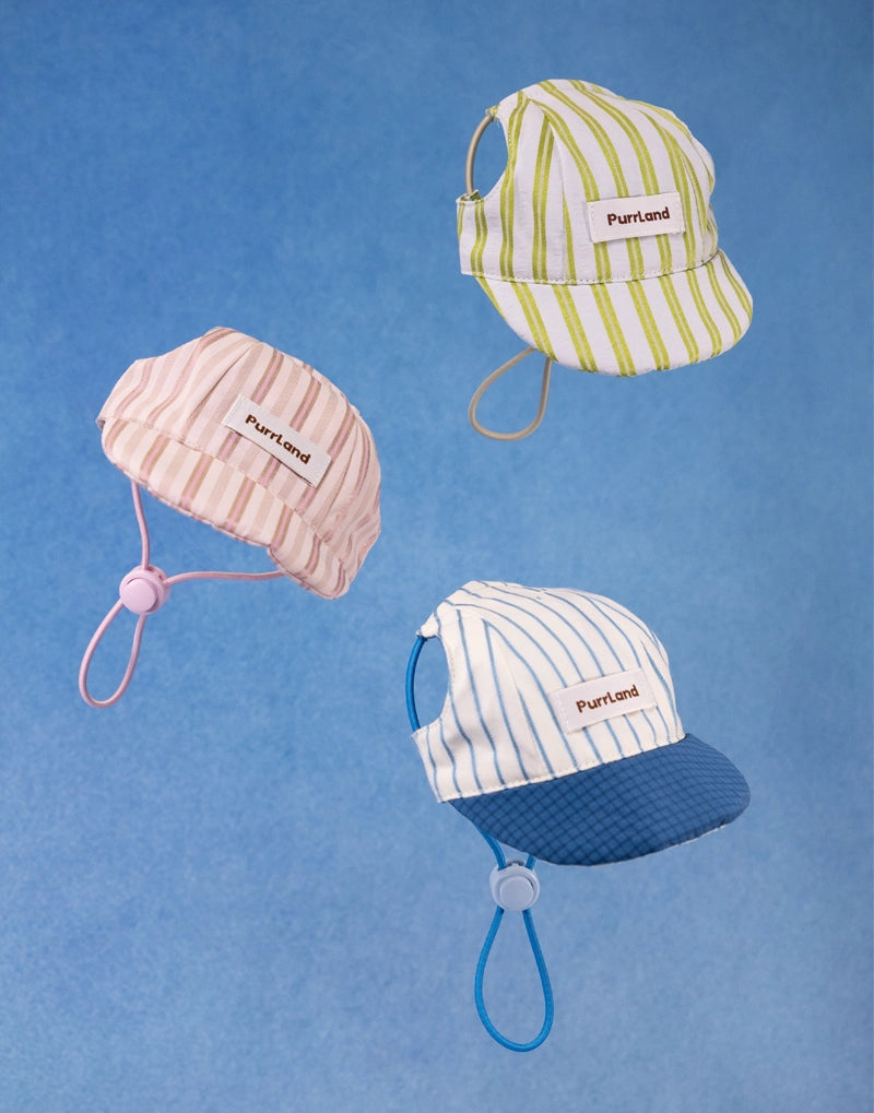StripePaw Pet Caps – Adjustable Striped Hats for Cats & Dogs