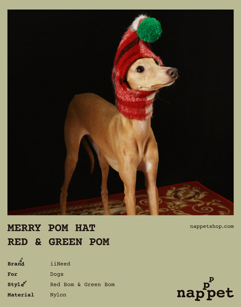 MERRY POM HAT – RED POM & GREEN POM