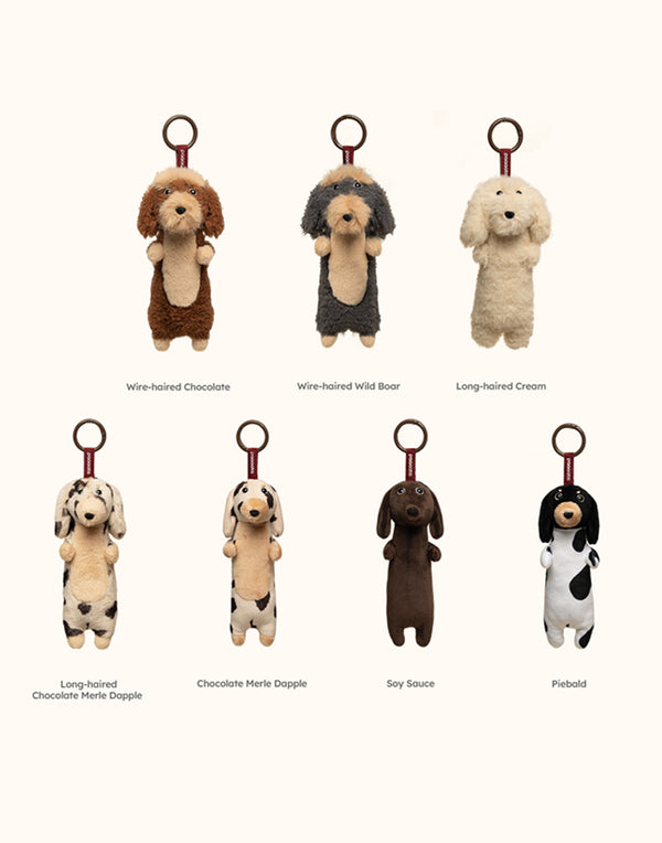 PLUSH SAUSAGE DOG CHARM – COFFEE SERIES