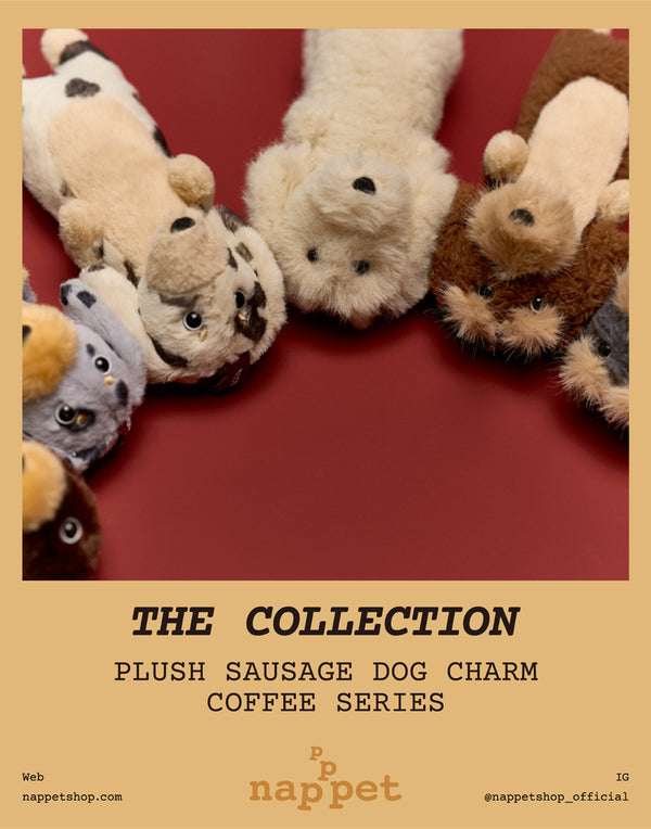 PLUSH SAUSAGE DOG CHARM – COFFEE SERIES