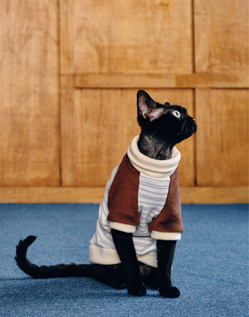 PLUSH STRIPED TURTLENECK TOP
