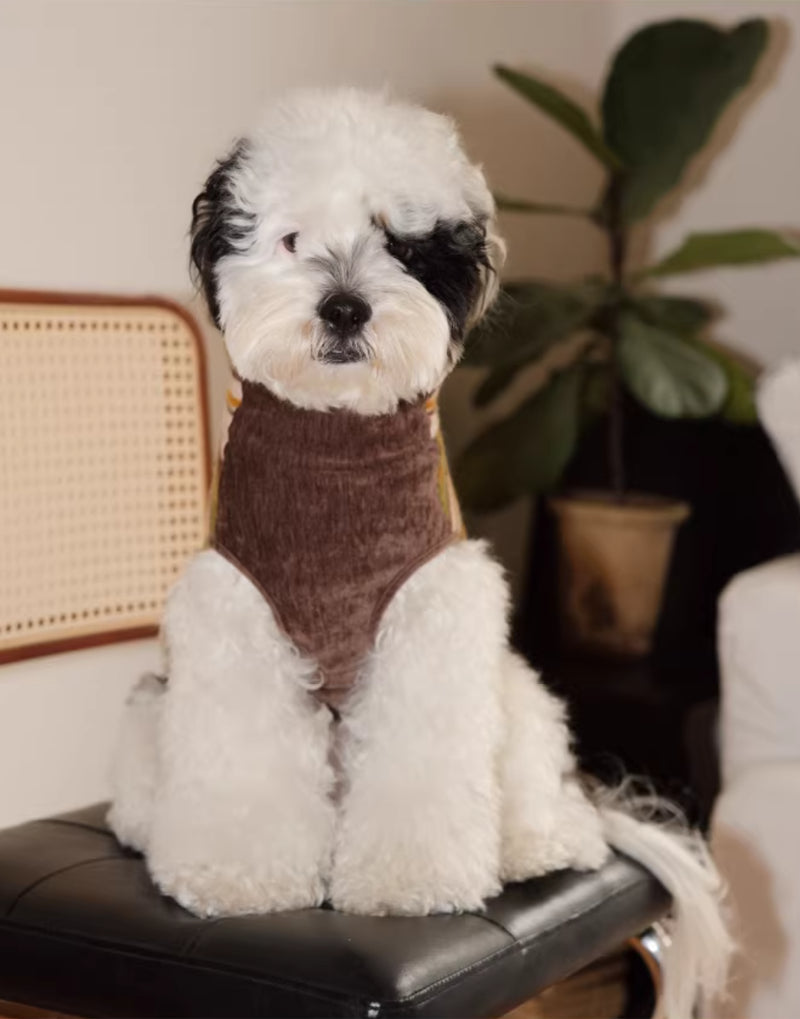 VELVET & FAUX FUR STRIPED TURTLENECK VEST