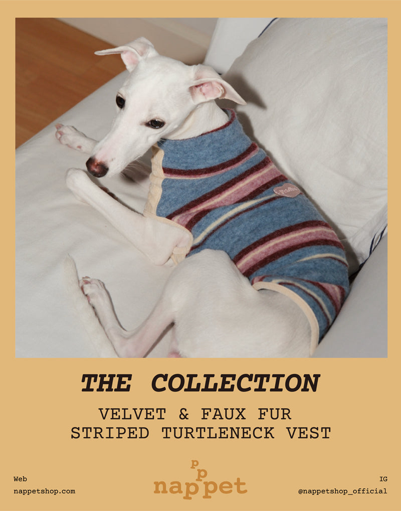 VELVET & FAUX FUR STRIPED TURTLENECK VEST