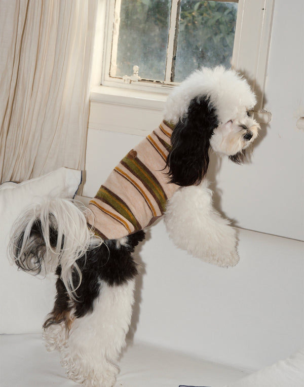 VELVET & FAUX FUR STRIPED TURTLENECK VEST