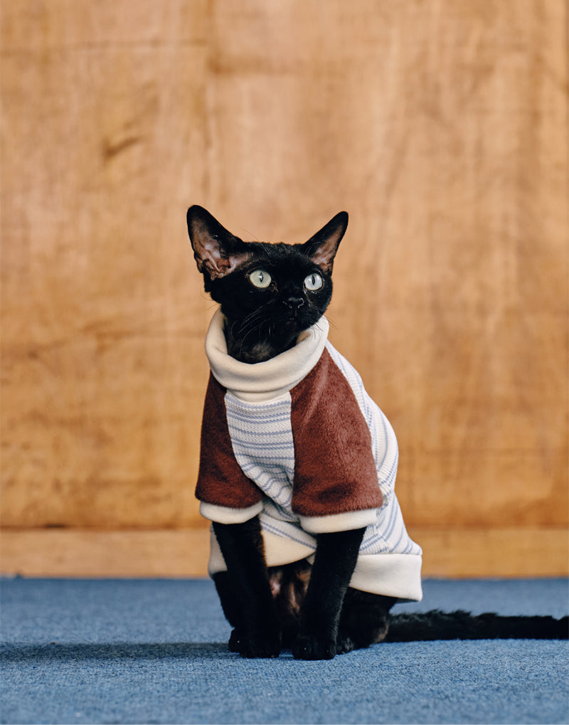 PLUSH STRIPED TURTLENECK TOP