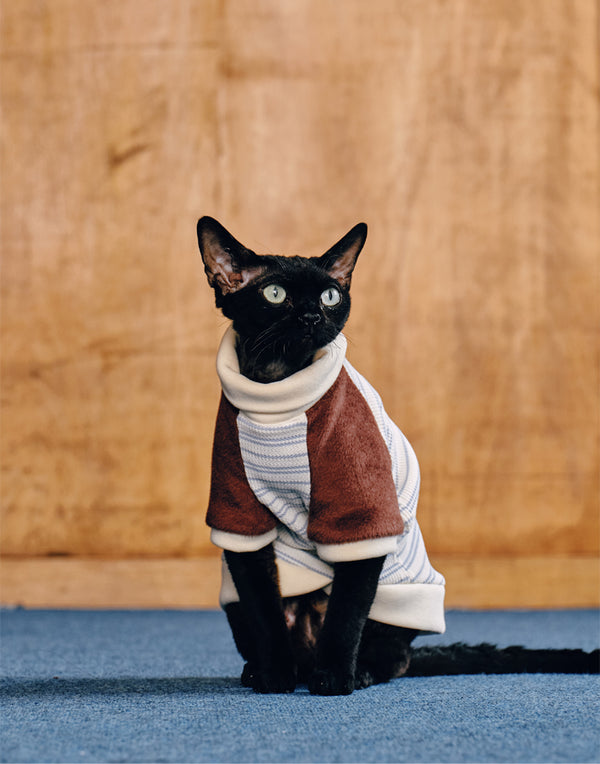 PLUSH STRIPED TURTLENECK TOP